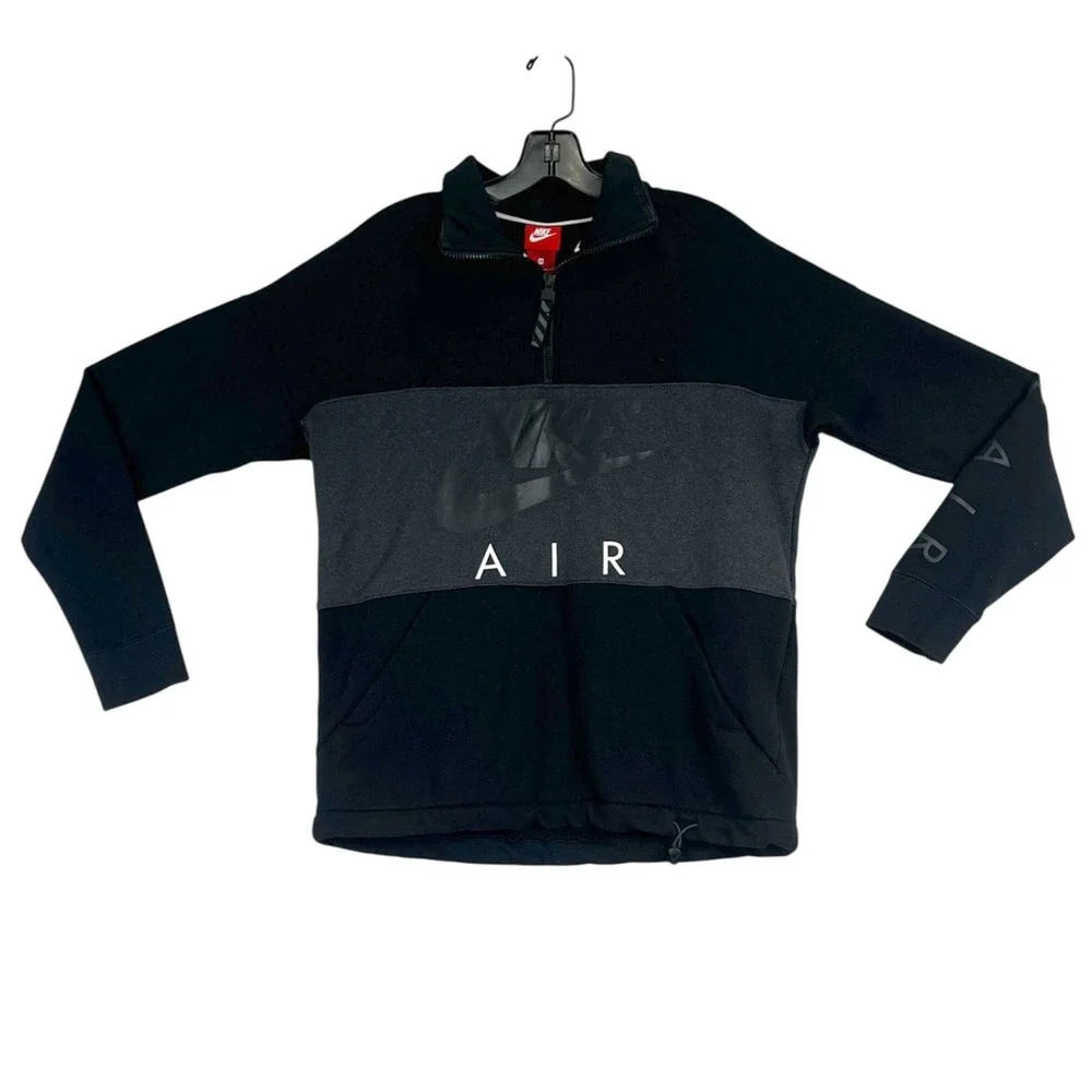 Nike Air Red Tag AV3019-010 Quarter Zip Pullover Mens‎ M Black Gray Streetwear